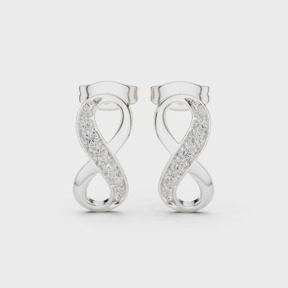 Infinity Grace Moissanite Stud Earrings in 925 Sterling Silver