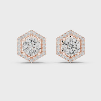 Zarelle Hexagon Halo Solitaire Stud